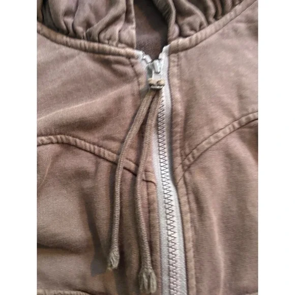 Prairie Underground Womens Full Zip Hoodie Ruched Pockets Organic Cotton Sz L - Picture 6 of 11
